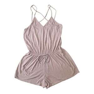 Pink Lily, Spagehetti Strap, Cross Back, Draw String, Romper Size L
